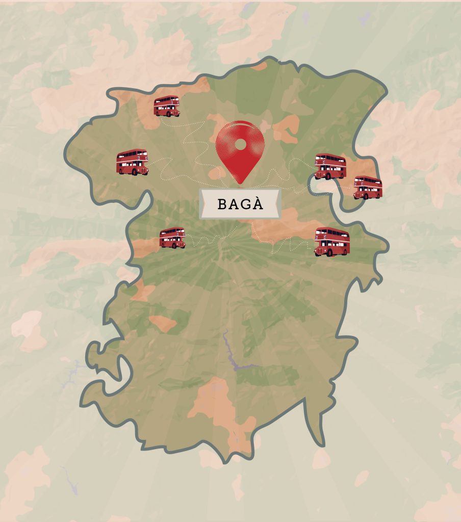 mapa bagà i english buses venint de tot el bergueda